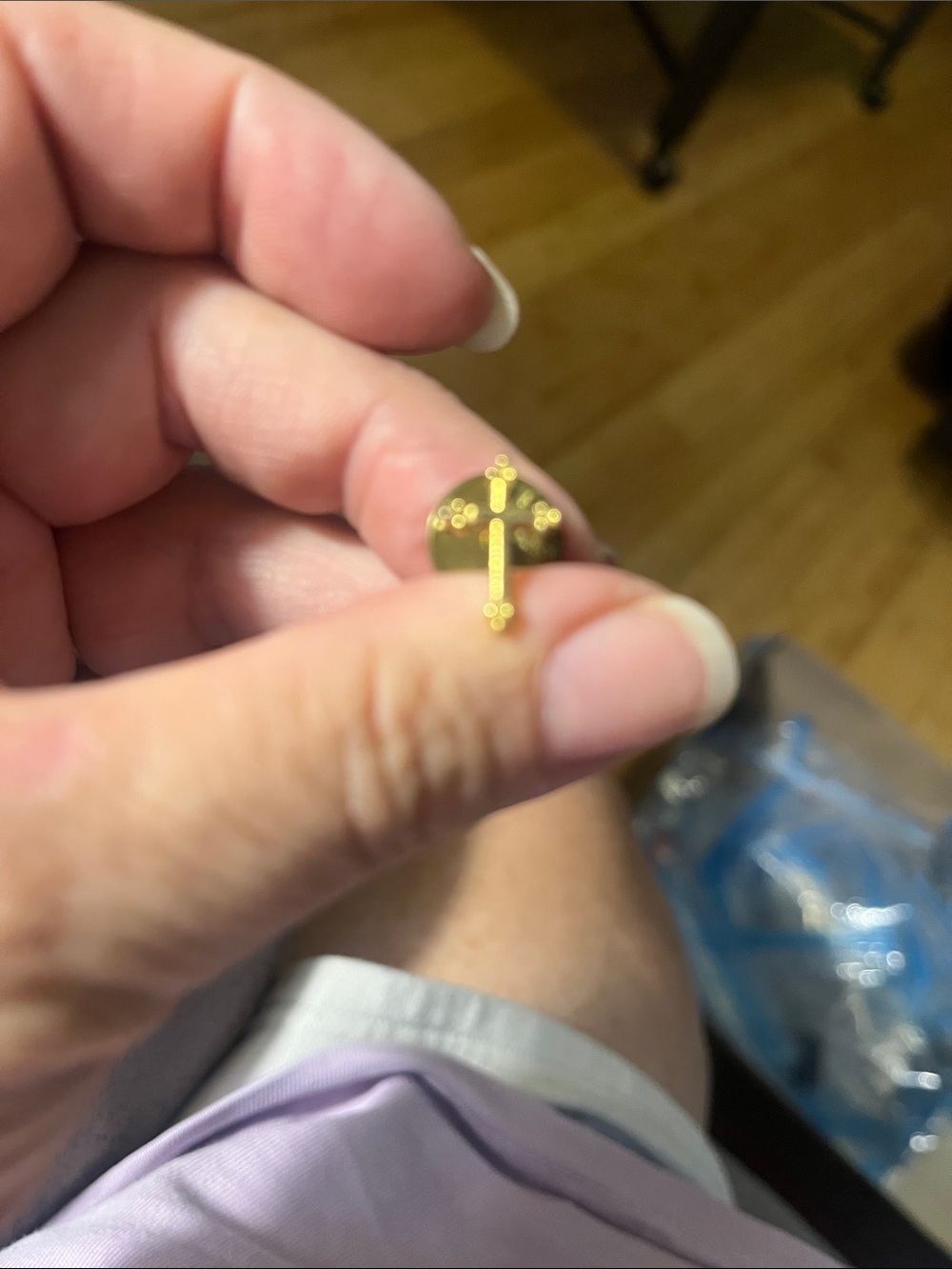 Gold Cross Stud pin - Gold Tone 1905